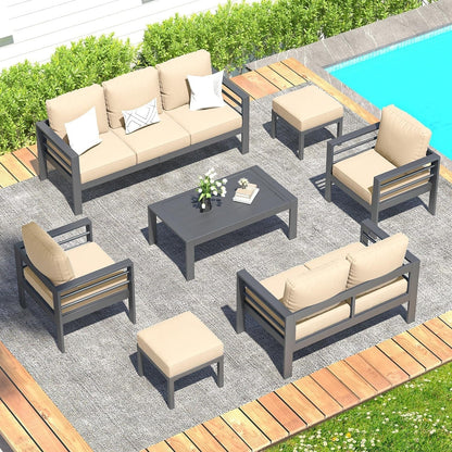 AECOJOY Ensemble de 7 Meubles de Jardin en Aluminium pour Extérieur