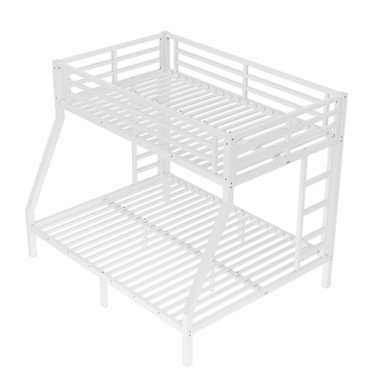 Lit superposé double en métal pour adolescents et adultes, gain de place, réduction du bruit, pas besoin de sommier, blanc