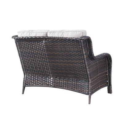 Gymojoy Canapé d'extérieur deux places en rotin Wicker Sofa Set
