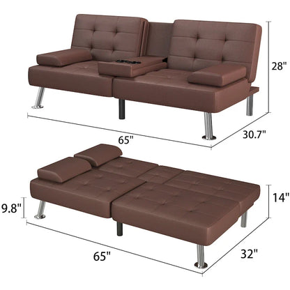 Canapé Futon Convertible Homall avec Porte-gobelets et Oreillers