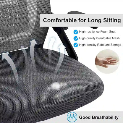 Javlergo Chaise de Bureau Dossier Mi-Hauteur Pivotante avec Support Lombaire, Fauteuil de Bureau Ergonomique en Maille avec Accoudoirs