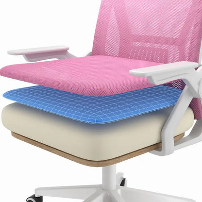 Javlergo Chaise de Bureau Dossier Mi-Hauteur Pivotante avec Support Lombaire, Fauteuil de Bureau Ergonomique en Maille avec Accoudoirs