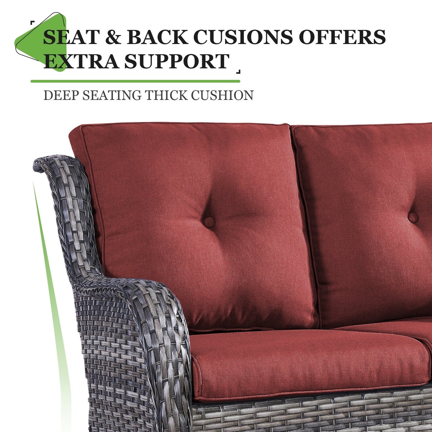 Gymojoy Canapé d'extérieur deux places en rotin Wicker Sofa Set