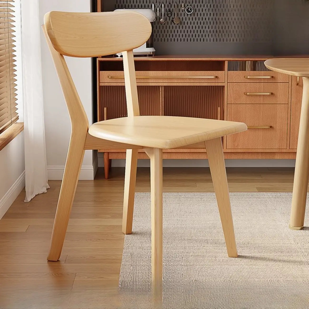 Chaise de salle à manger moderne sans accoudoirs, en bois, à dossier bas et ouvert