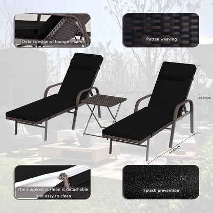 Ensemble de 3 chaises longues d'extérieur Kullavik