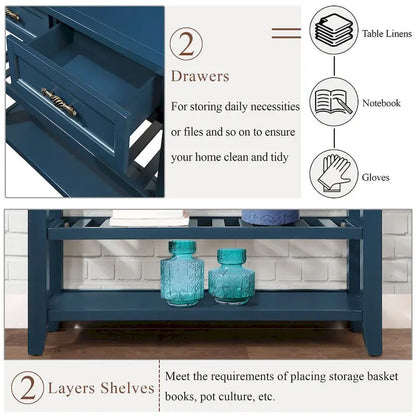 Table console de 42 po avec tiroirs et étagères à niveaux