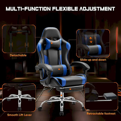 Chaise de bureau de jeu pivotante en cuir PU