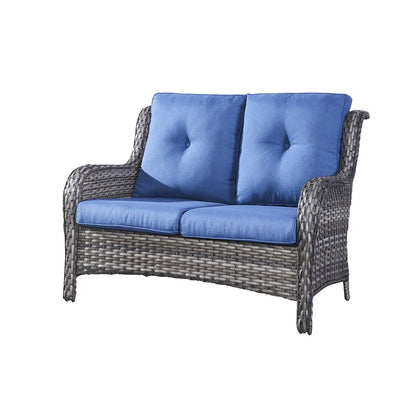 Gymojoy Canapé d'extérieur deux places en rotin Wicker Sofa Set
