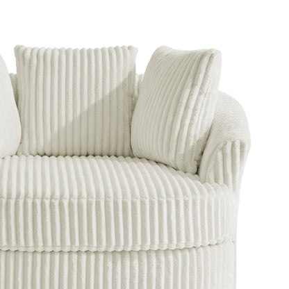 Lot de 2 fauteuils pivotants ronds surdimensionnés en velours côtelé moelleux de 43 po de large avec oreillers