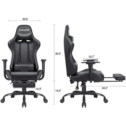 Chaise de jeu avec repose-pieds - Chaise de bureau ergonomique
