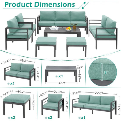 AECOJOY Ensemble de 7 Meubles de Jardin en Aluminium pour Extérieur