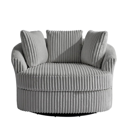 Lot de 2 fauteuils pivotants ronds surdimensionnés en velours côtelé moelleux de 43 po de large avec oreillers