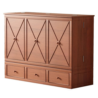 Lit escamotable Mixoy Murphy avec matelas pliable, lit-armoire cube moderne avec tiroir de rangement et station de recharge USB