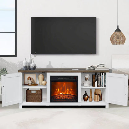Meuble console de 147 cm avec foyer électrique pour téléviseurs jusqu'à 65 pouces